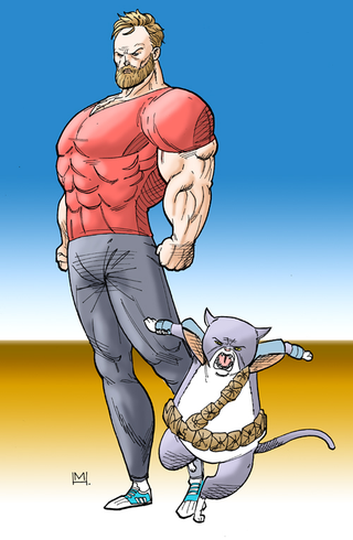 Illustration for article titled Artist drew himself and his cat in 100 different cartoonists' styles